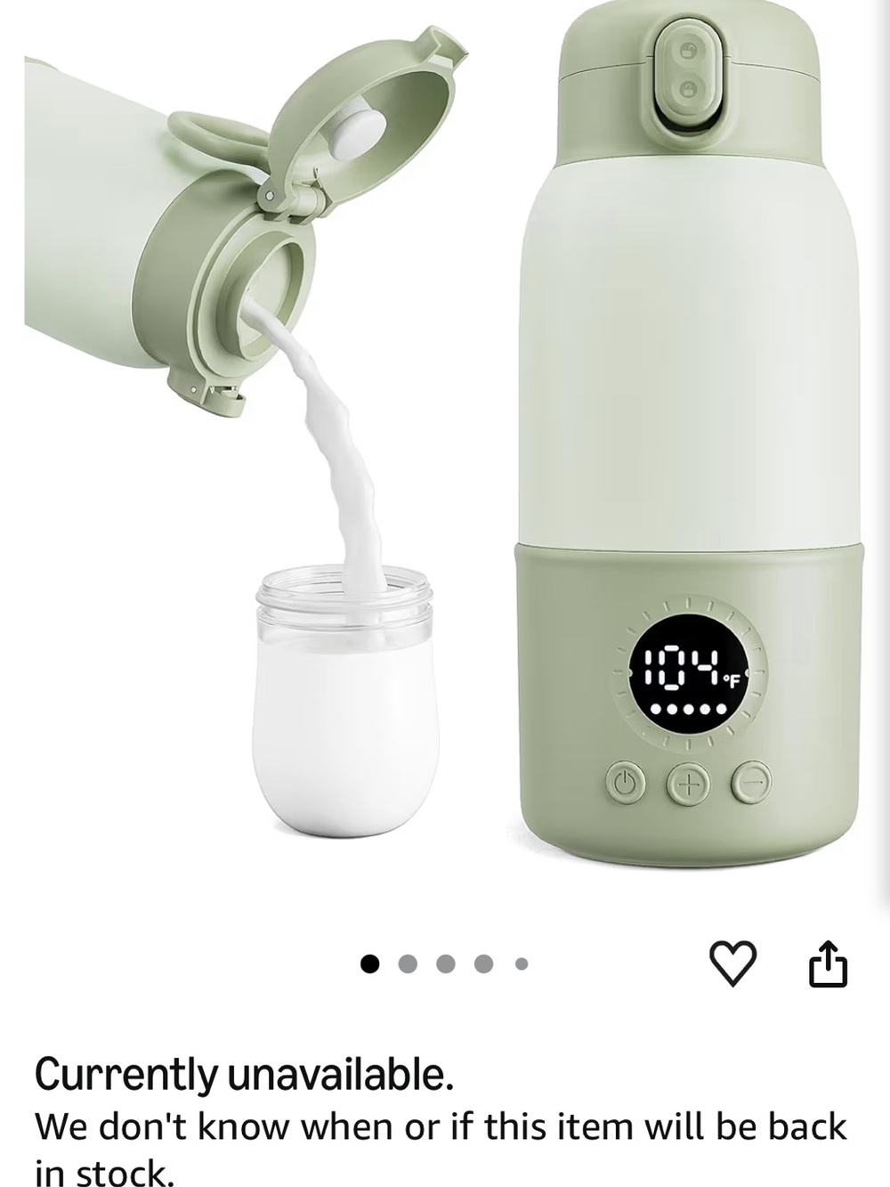 HASLIFE Portable Electric Bottle Warmer - Light Sage - Picture 2 of 6